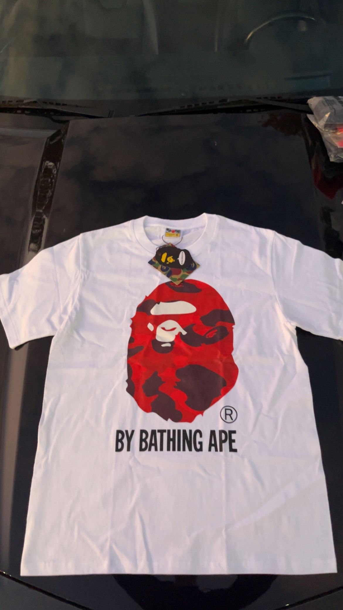 🔥 Bape Red Camo Ape Head Tee – White – Size M (Brand New)