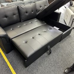 New Black Sleeper Sofa Pullout Sectional With Free Delivery 