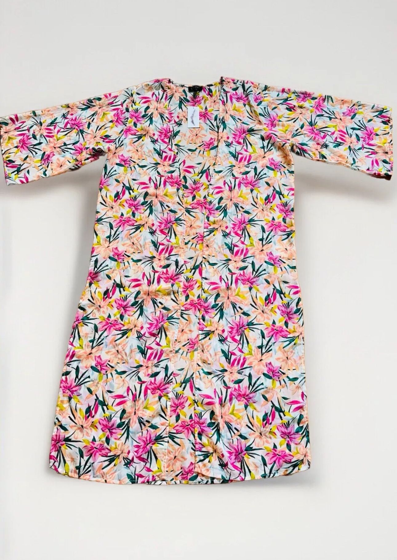 Jessica Simpson womens open long duster kimono L NEW cardigan Multicolor floral