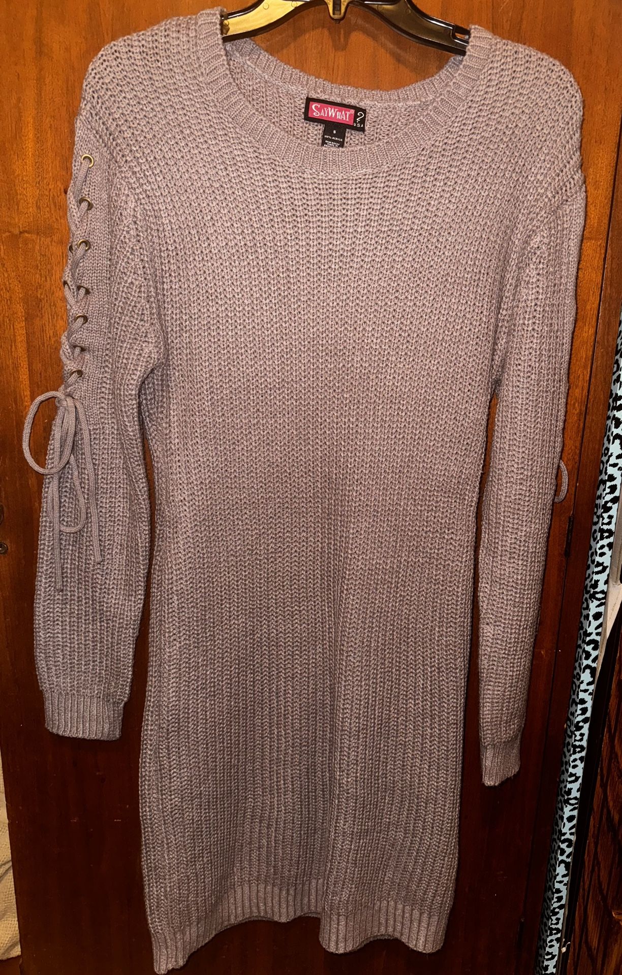 Beautiful Purple Say what? Sweater Dress