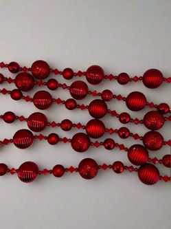 Radiant Red Beaded Holiday Garland 72"