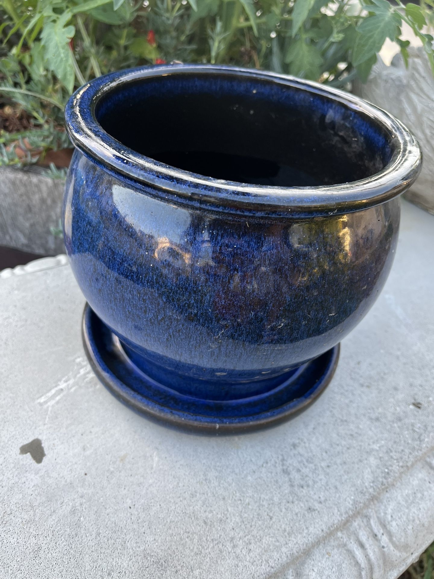 7.5x7x7 Small, Royal Blue Ceramic Pot