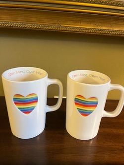 New Set of Exclusive Willam Sonoma Mugs One Mind One Heart Pride Rainbow Mugs Cups