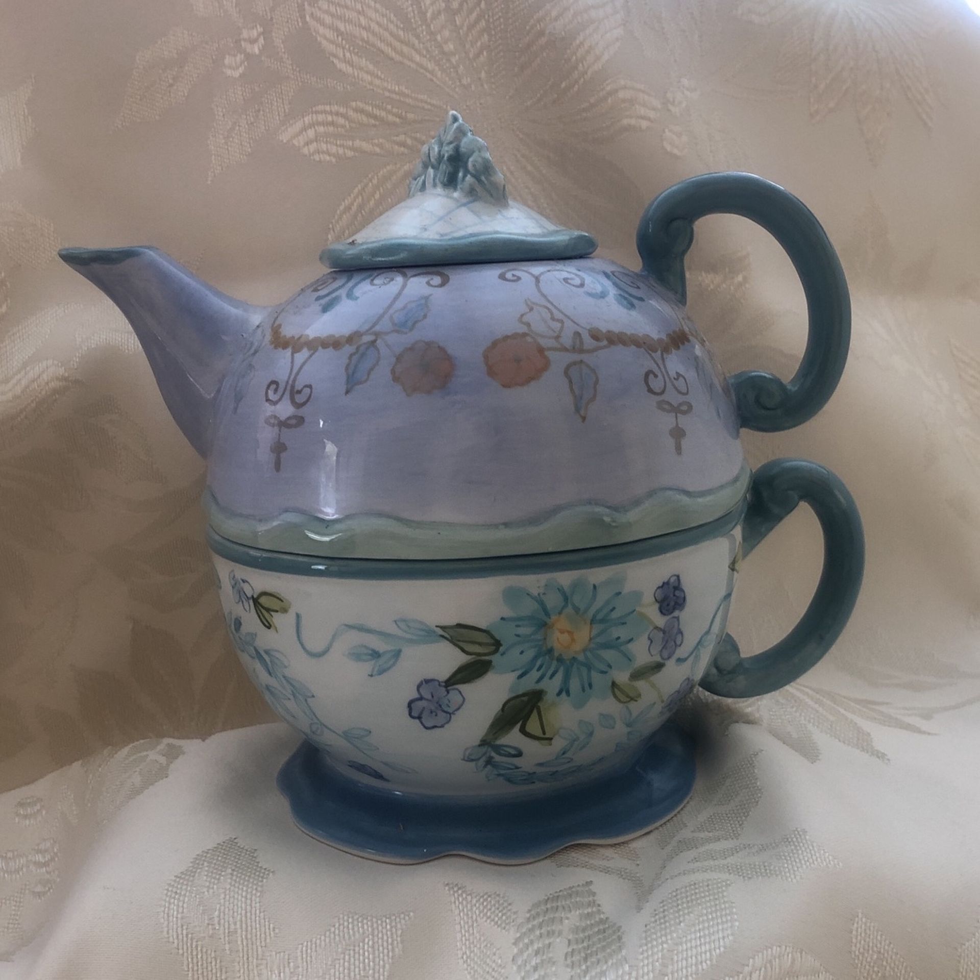 Tracy Porter Hand Painted Tea Pot And Cup