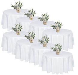 White Round Tablecloths Set of 8