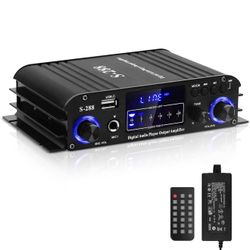 Stereo audio amplifier for home speakers S-288 Bluetooth 5.0 HiFi Mini Audio Component Amplifier Receiver 4.0CH RMS 40Wx4 Max. 600W Integrated power a