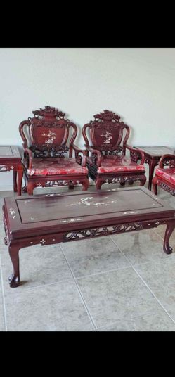 Will Take Best Offers Not Free, mother of pearl 7 pc living room set 4 chairs and coffee table with two end Table beautiful furniture