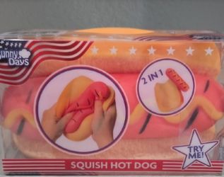 Sunny Days Squishy Hot Dog Toy - Pink & Yellow
