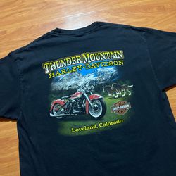 Vintage Thunder Mountain Colorado Nature Harley Davidson Shirt Size XL 