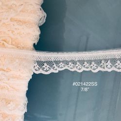 5 Yds of 7/8” Gathered  Ivory Lace #021422SS
