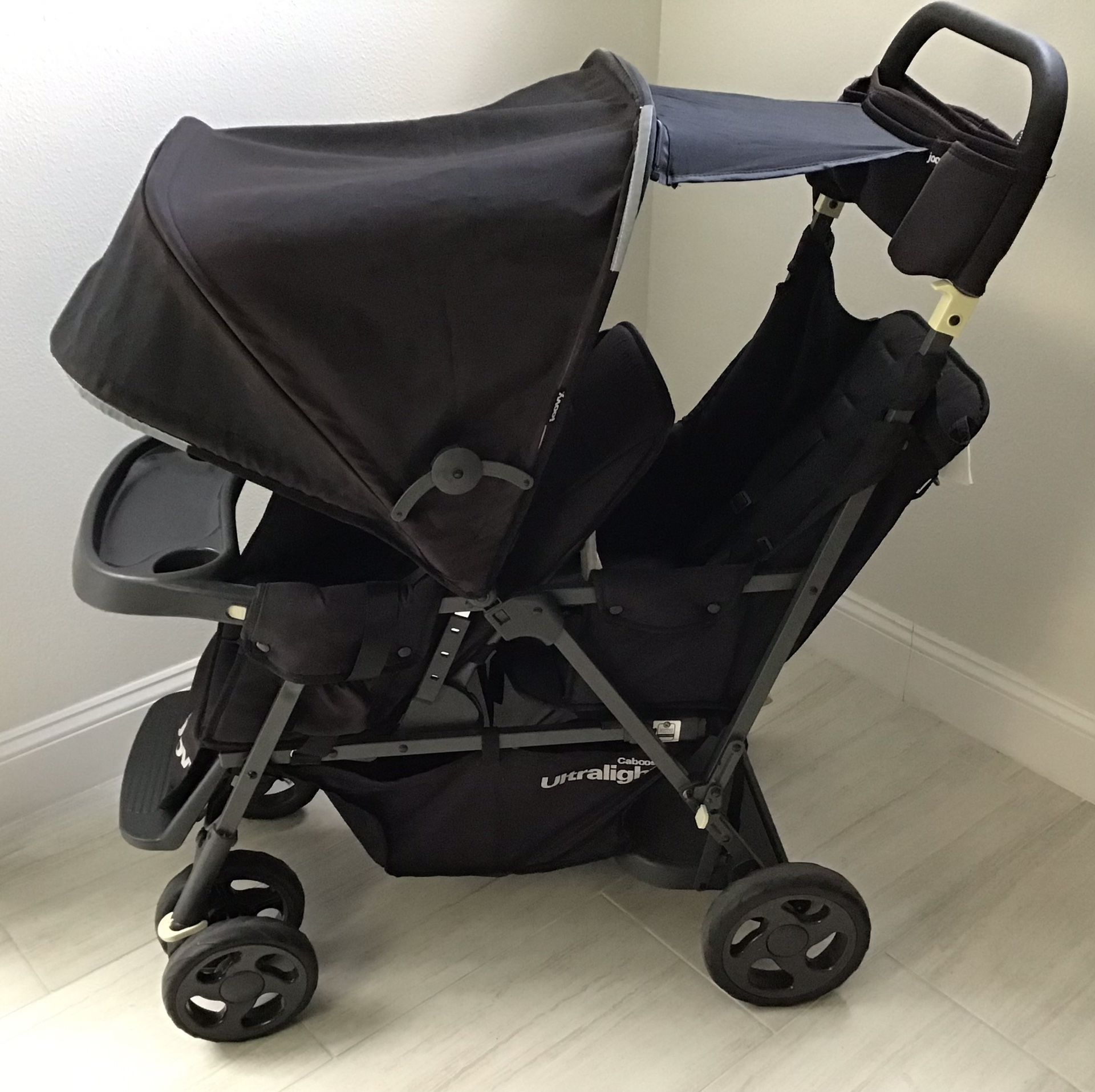 Joovy Caboose Too Sit & Stand Double Stroller Universal Car Seat Adapter 3-Way Reclining Seats Option to Use Rear Seat Bench Seat