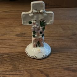 Religious Standing Cross Figurine, Vintage Christian Home Decor, Collectible Cross Sculpture