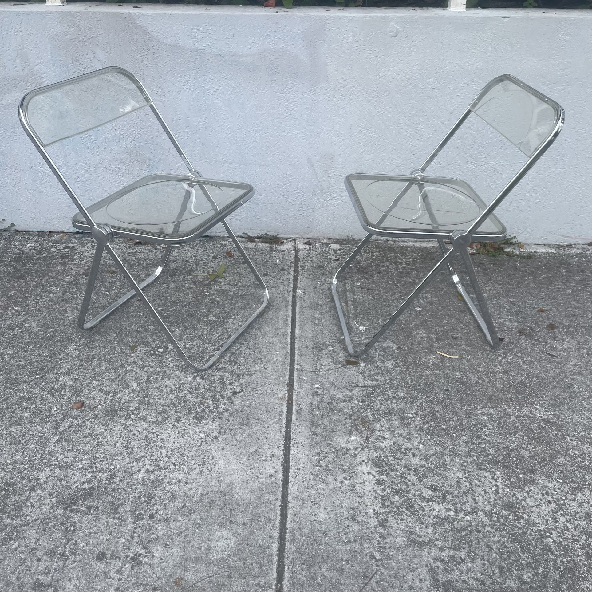 Pair Of Castelli Plia Acrylic Folding Chairs