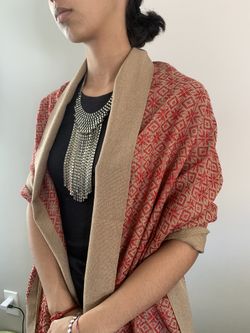 Coral red shawl
