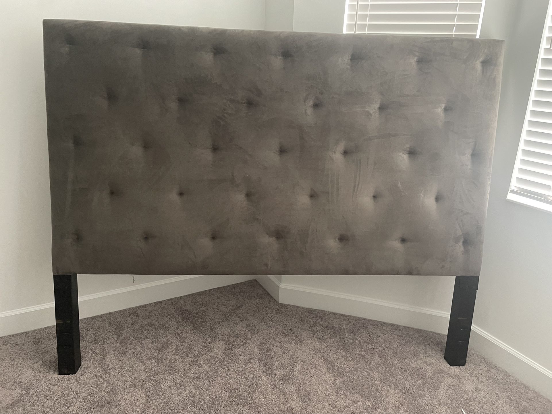 West Elm Velvet Gray Headboard King