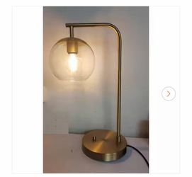 Frazier 21.5 in. Antique Brass Table Lamp with USB Port