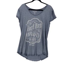 HARD ROCK COUTURE Womens Gray Short Sleeve Graphic T Shirt Size XL Denver Cotton