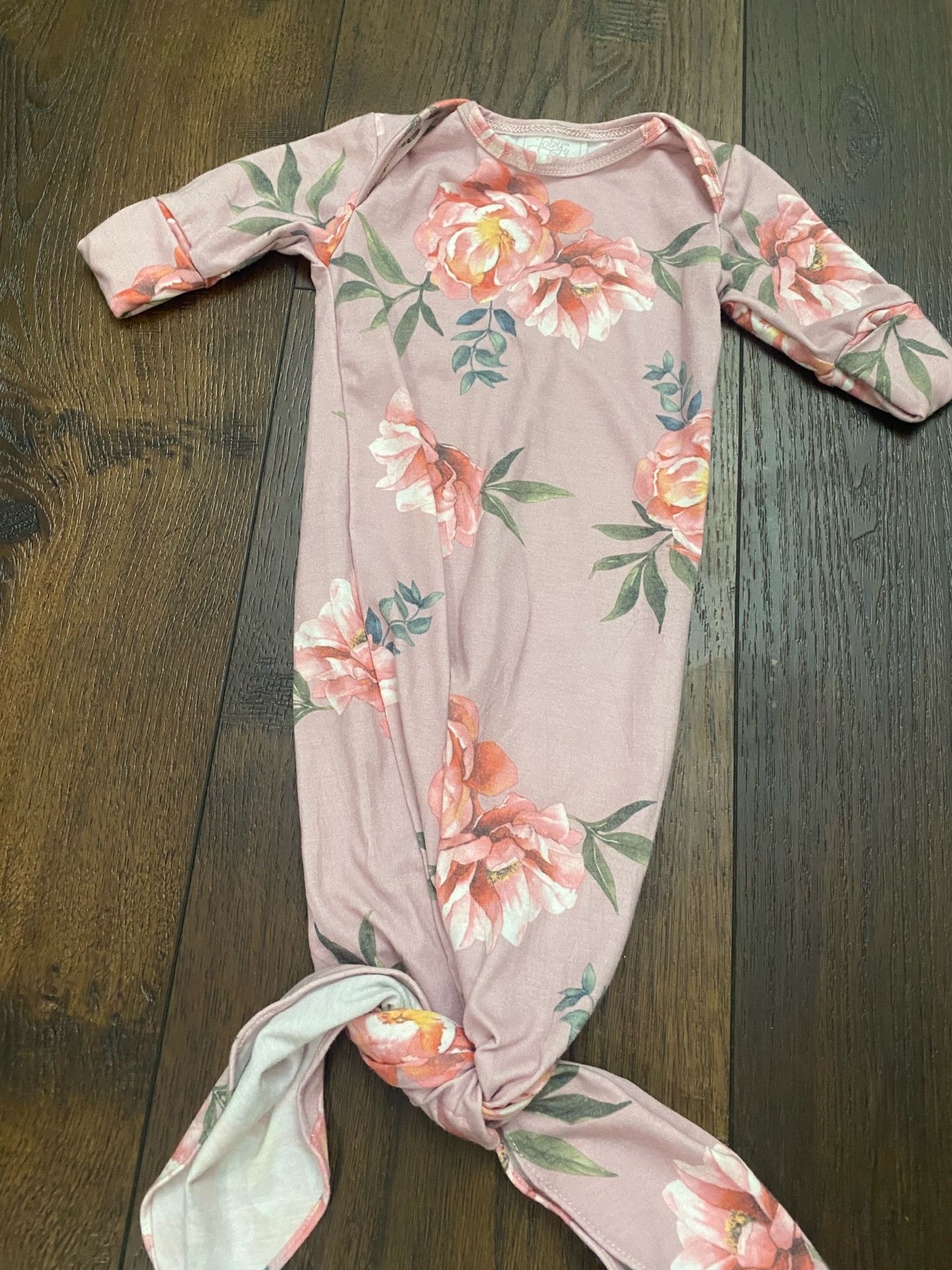 Girls Pink Flower Knot Gown Size 0/6 Months #20