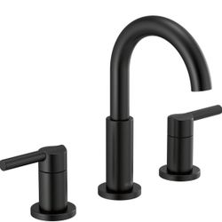 2 pack of Bathroom Faucets for 3 Hole Sinks, 8 Inch Matte Black Double Handle Bathroom Sink F