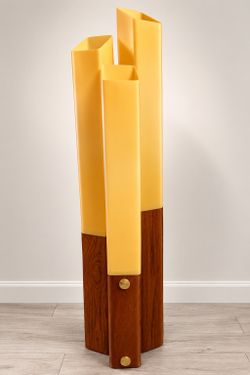 Vintage Mid-Century Modern Sculptural Floor Lamp – Teak & Acrylic