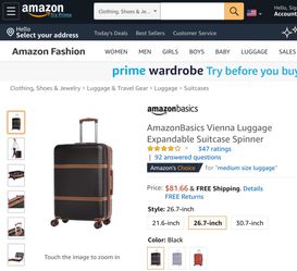 AmazonBasics Vienna Luggage Expandable Suitcase Spinner