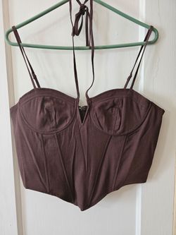 Fashion Nova Chocolate Brown Structured Bustier Crop Top(XL)