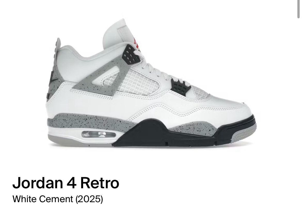 Jordan 4 White Cement 2025
