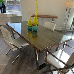 Modern MH2G Dining Leather chairs set of 6 (4 Armless | 2 with arms)