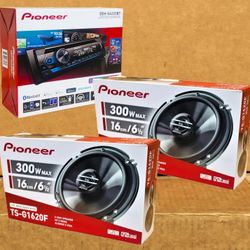 Pioneer Single Din Car Stereo Bluetooth USB Mp3 Auxiliary Am Fm Radio CD 2-Sets 6 1/2" 2-Way Coaxial Speaker 600 Watts Package 🚨 No Credit Needed 🚨