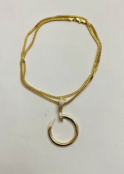 10K Yellow Gold Franco Chain and Pendant For Wedding 18 Inches Long