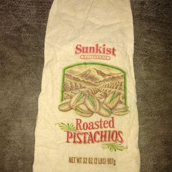 Vintage Rare Sunkist Roasted Pistachios Empty Cloth Bag.