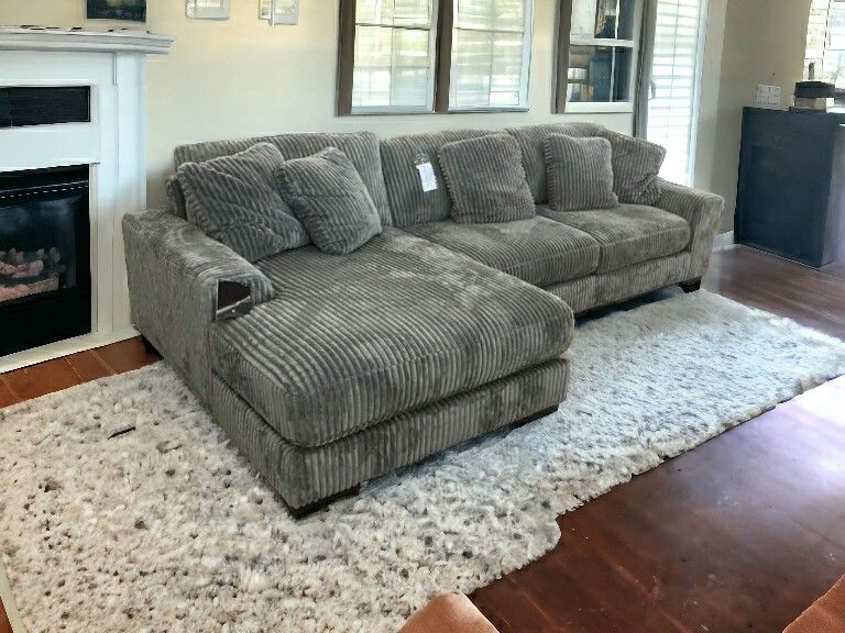 Lindyn Fog Gray Soft Cozy Luxury Sectional Couch With Chaise 