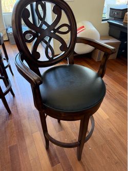 Wood Swivel Bar Chairs- Set of 3