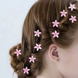 White Diamond Flower Bobby Pins & Mini Pink Flower Headbands