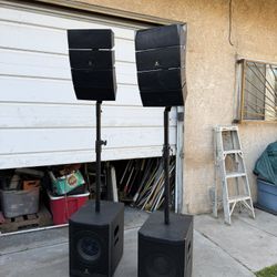 Akustik Powered PA Speaker System w/ Subwoofers & Line Array Tops – DJ / Events
