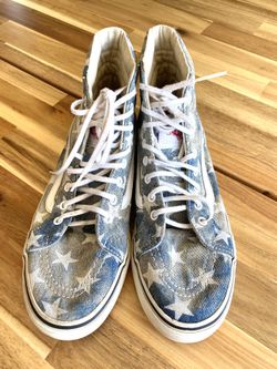 VANS Sk8 Hi Top Shoes Washed Denim Stars (Men's Size 7, Women's 8.5)