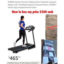New in box XTERRA TR150 Fitness Premium Folding Smart Treadmill, Compact Design, 250+ LB Weight Capacity, Powerful Motor, XTERRA+ Fitness  $350 cash o