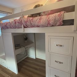 Beautiful Loft Bed With Stairs And Desk Area 