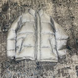 Zara Light Grey Silver Puffer Jacket Coat dnwr Outerwear