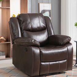 Kamarli 38.2" Wide Breathable Leather Cushion Back Manual Recliner Chair with Pillow Top Arm