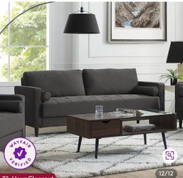 Garren 75.6" Square Arm Tufted Gray Sofa
