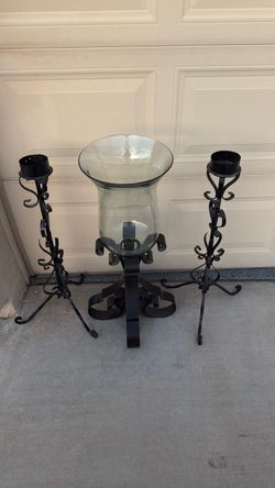 Wrought Iron Candle Holder Set of 3