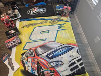 NASCAR Collectibles Lot – Flags, Diecasts, Tins & More