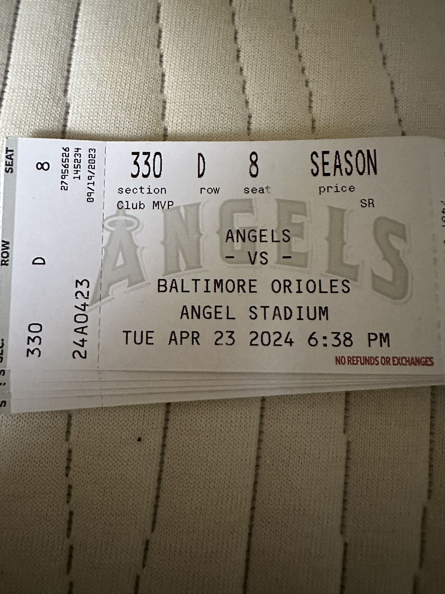 Orioles Vs Angels (4 Tickets Plus Parking) Todays Game 04/23/24