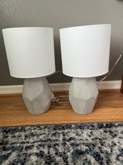 Set of 2 Modern Décor Therapy Jamison Grey Cement Geo Table Lamps