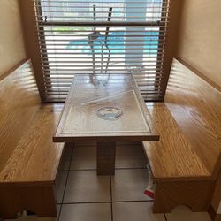 Kitchen nook benches and table. Solid wood.