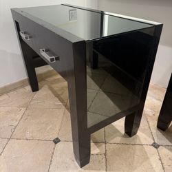Black Smoked Mirror Bathroom Vanity Console Accent Table