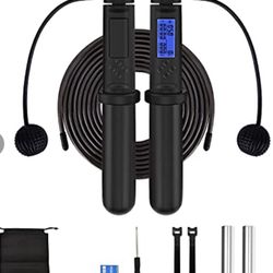 Weighted Jump Rope, Skipping Rope, Black Jump Rope Weighted, Cordless Jump Rope Weighted with Adjustable Length, Cordless Jump Rope with Counter for W