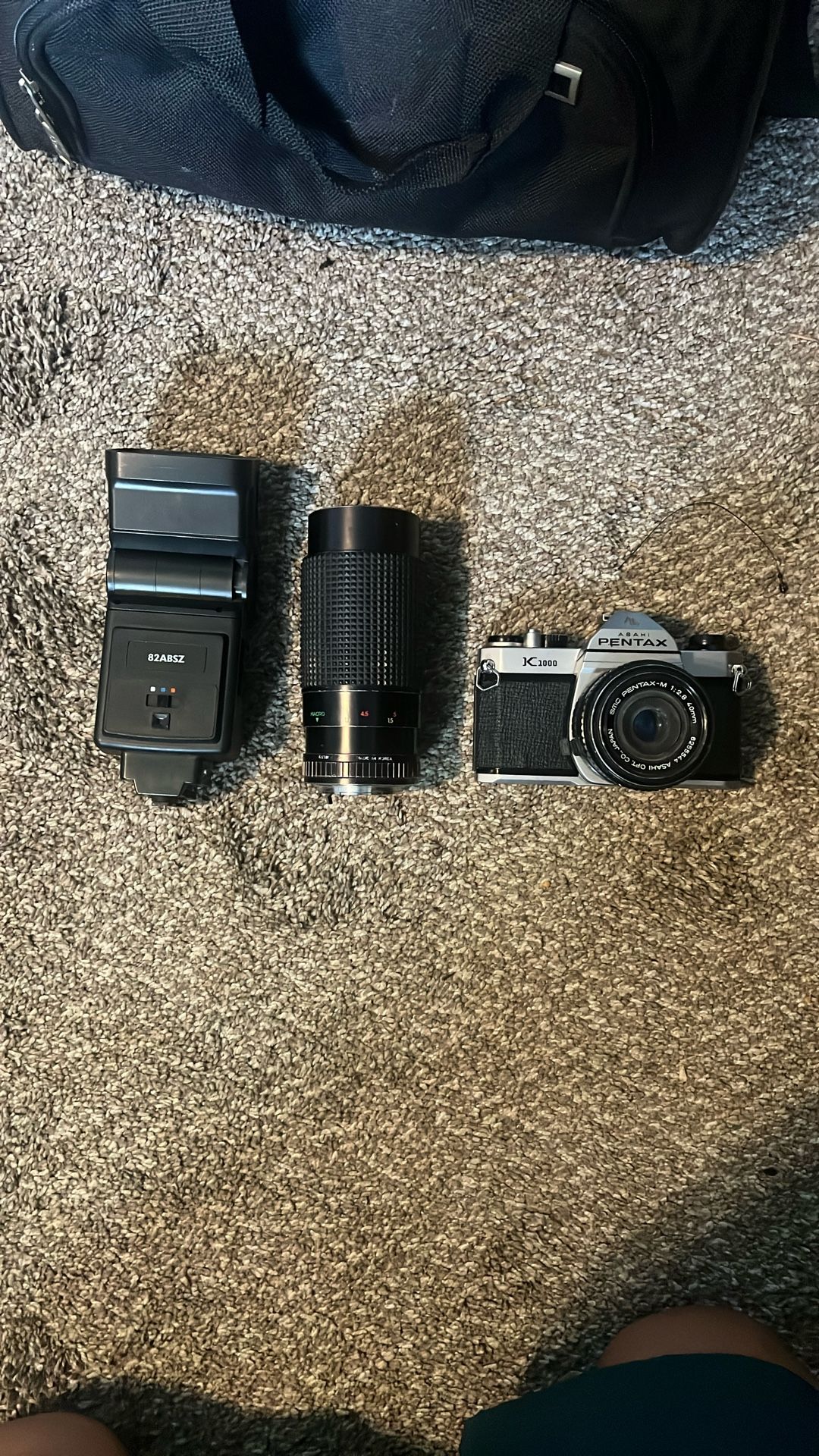 Asahi Pentax K1000 Camera W/ Flash And 80-200 Albinar ADG Lense