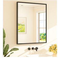 TETOTE Black Mirror for Bathroom Sink 30" x 36" Matte Black Beveled Metal Frame Bathroom 